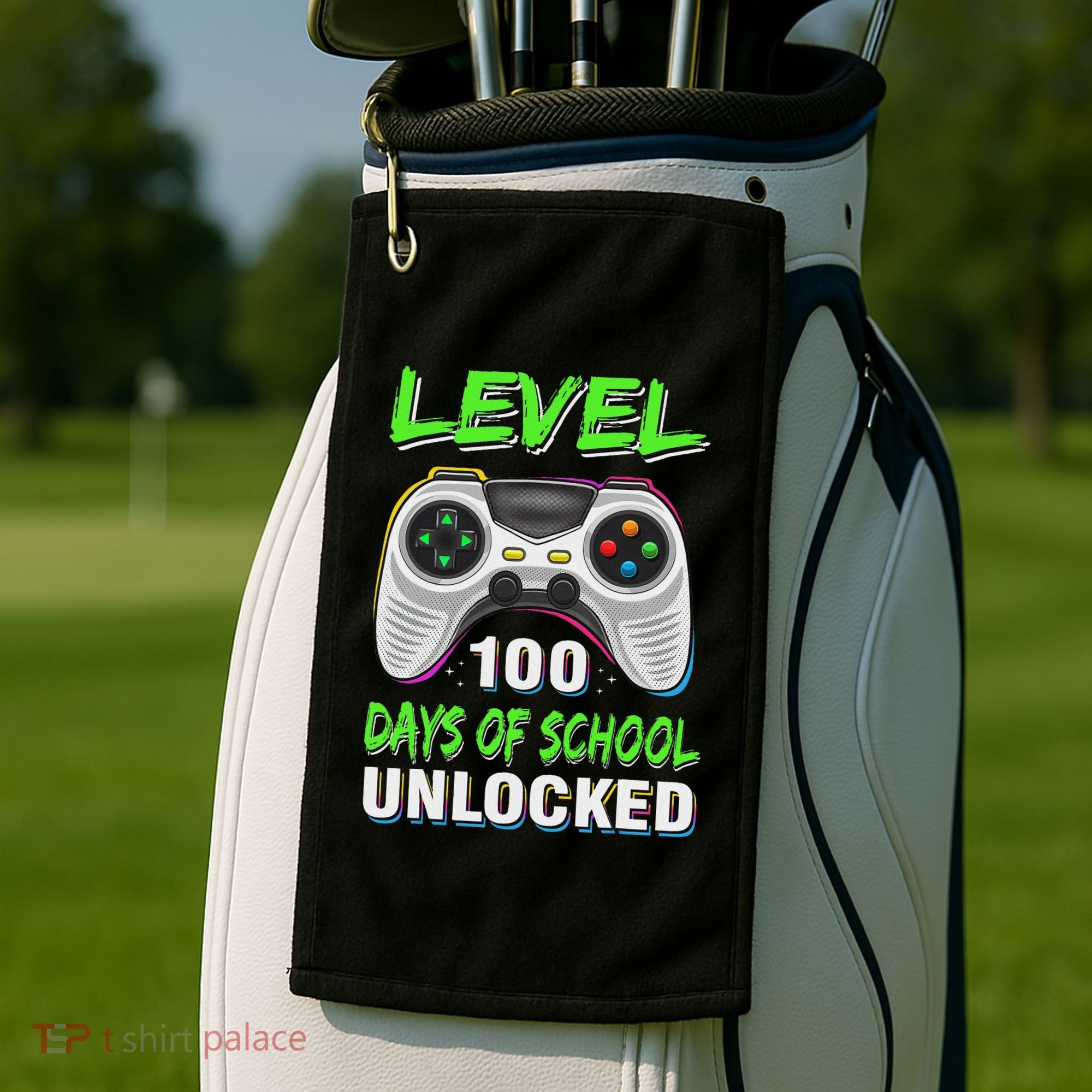 100th Day Of School Video Games Boy Gift Gamer Golf Towel