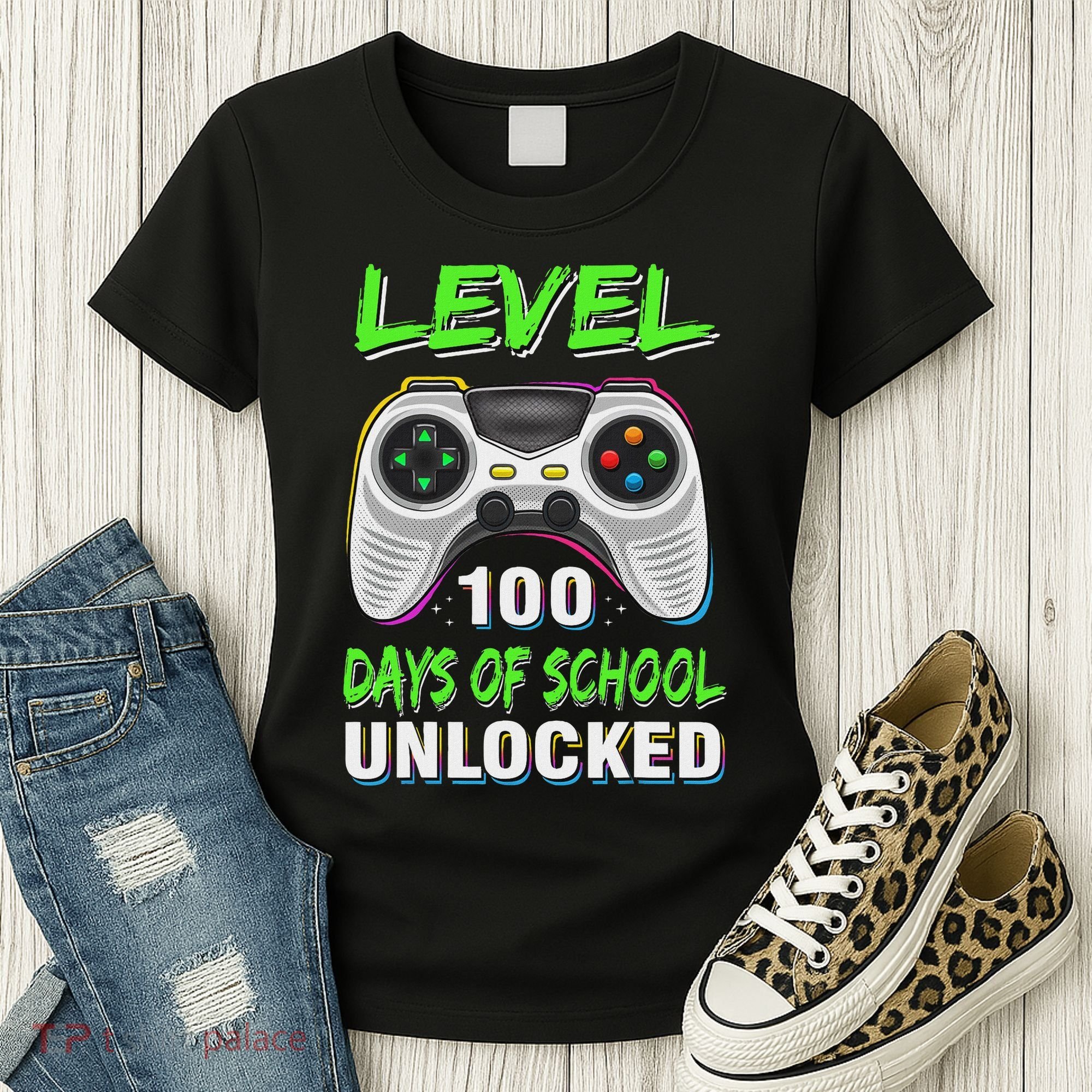100th Day Of School Video Games Boy Gift Gamer Women's T-Shirt