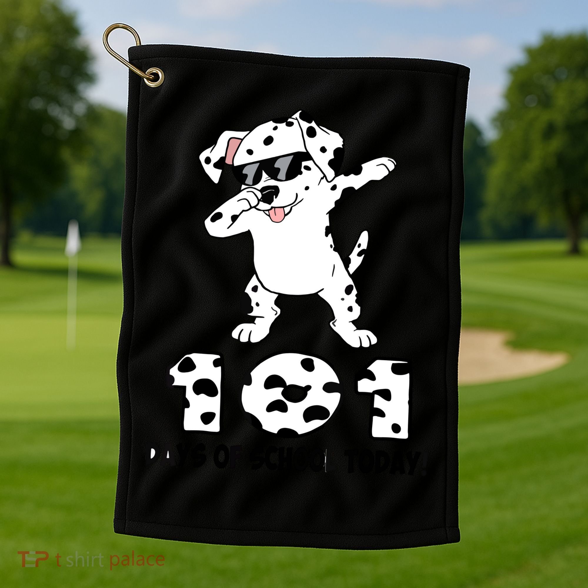 101 Days Of School Dabbing Dalmation Dog Teachers Golf Towel