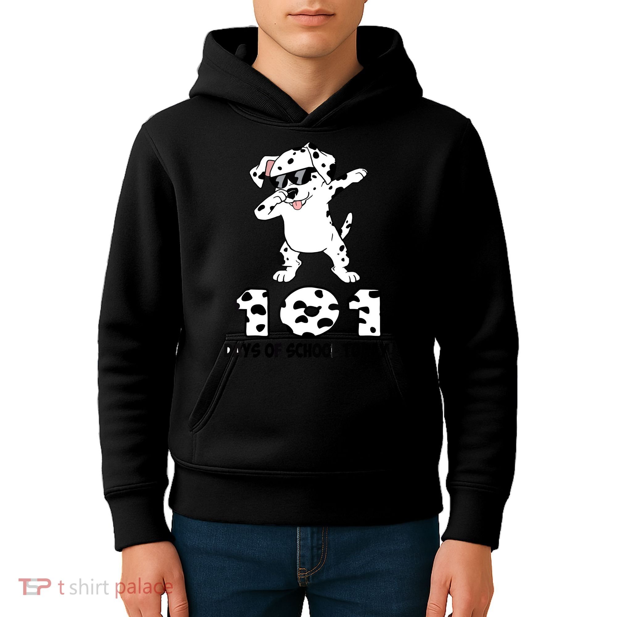 101 Days Of School Dabbing Dalmation Dog Teachers Kids Hoodie