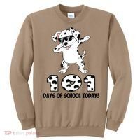101 Days Of School Dabbing Dalmation Dog Teachers Sweatshirt thumb 0