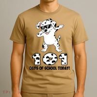 101 Days Of School Dabbing Dalmation Dog Teachers T-Shirt thumb 3