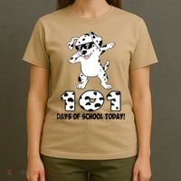 101 Days Of School Dabbing Dalmation Dog Teachers T-Shirt thumb 4