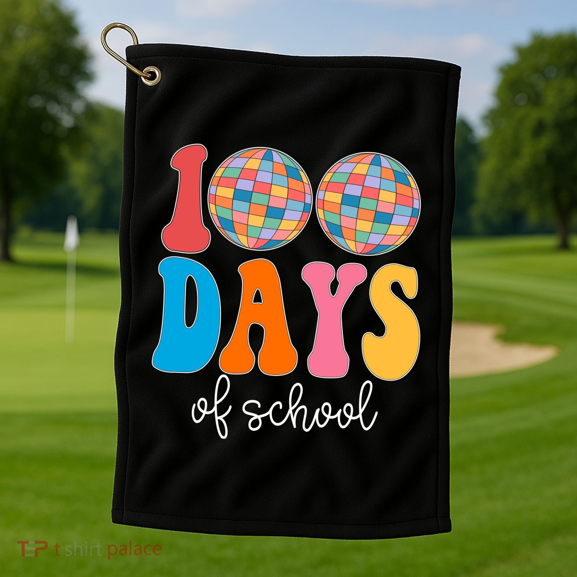 100 Days Of School Disco Celebration Golf Towel
