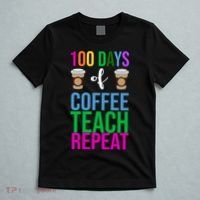 100 Days Of School Coffee Teach Repeat T-Shirt thumb 5