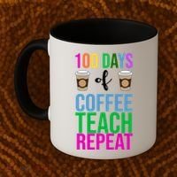 100 Days Of School Coffee Teach Repeat Coffee Mug thumb 2