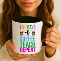 100 Days Of School Coffee Teach Repeat Coffee Mug thumb 3