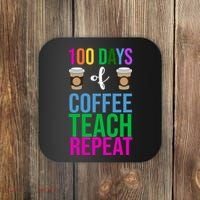 100 Days Of School Coffee Teach Repeat Coaster thumb 0