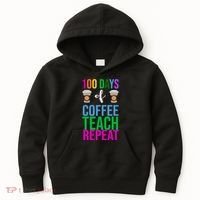 100 Days Of School Coffee Teach Repeat Kids Hoodie thumb 0