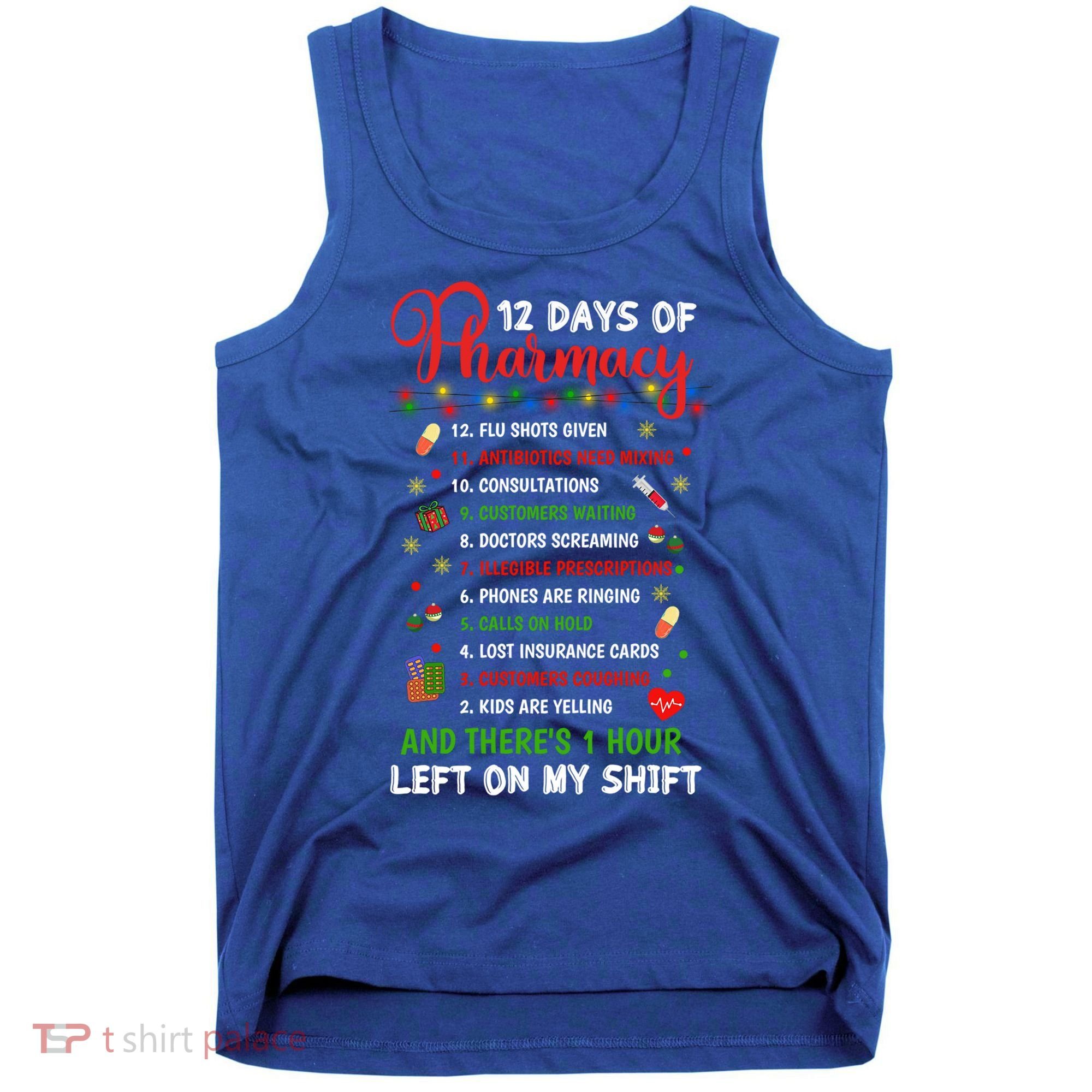 12 Days Of Pharmacy Funny Christmas Pharmacist Tech Xmas Gift Tank Top