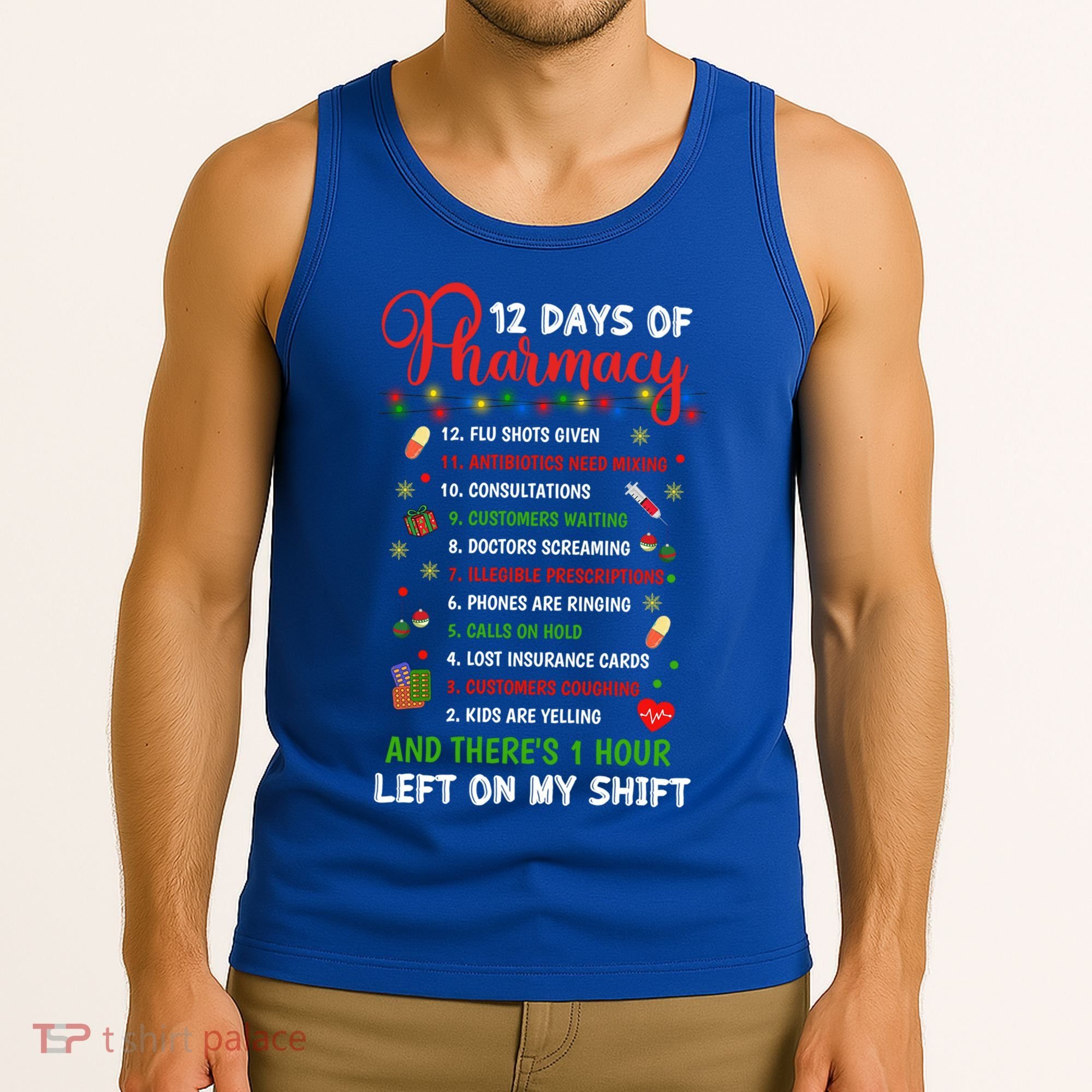 12 Days Of Pharmacy Funny Christmas Pharmacist Tech Xmas Gift Tank Top