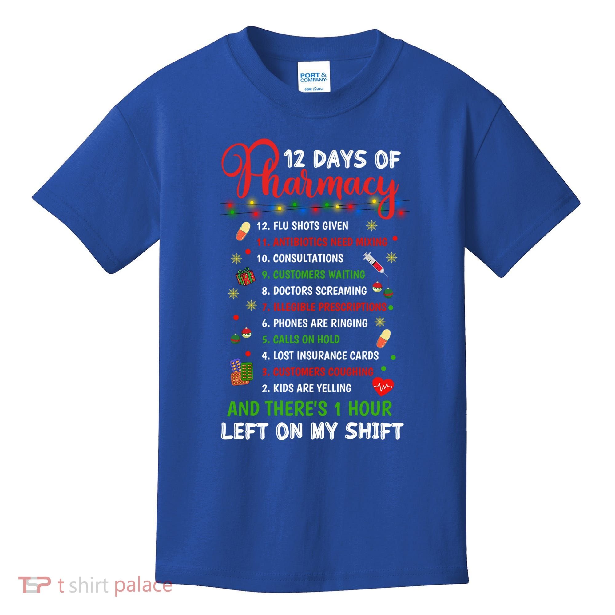 12 Days Of Pharmacy Funny Christmas Pharmacist Tech Xmas Gift Kids T-Shirt