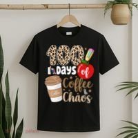 100 Days Of Coffee And Chaos Teacher T-Shirt thumb 2