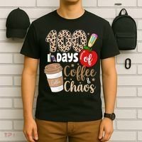 100 Days Of Coffee And Chaos Teacher T-Shirt thumb 6