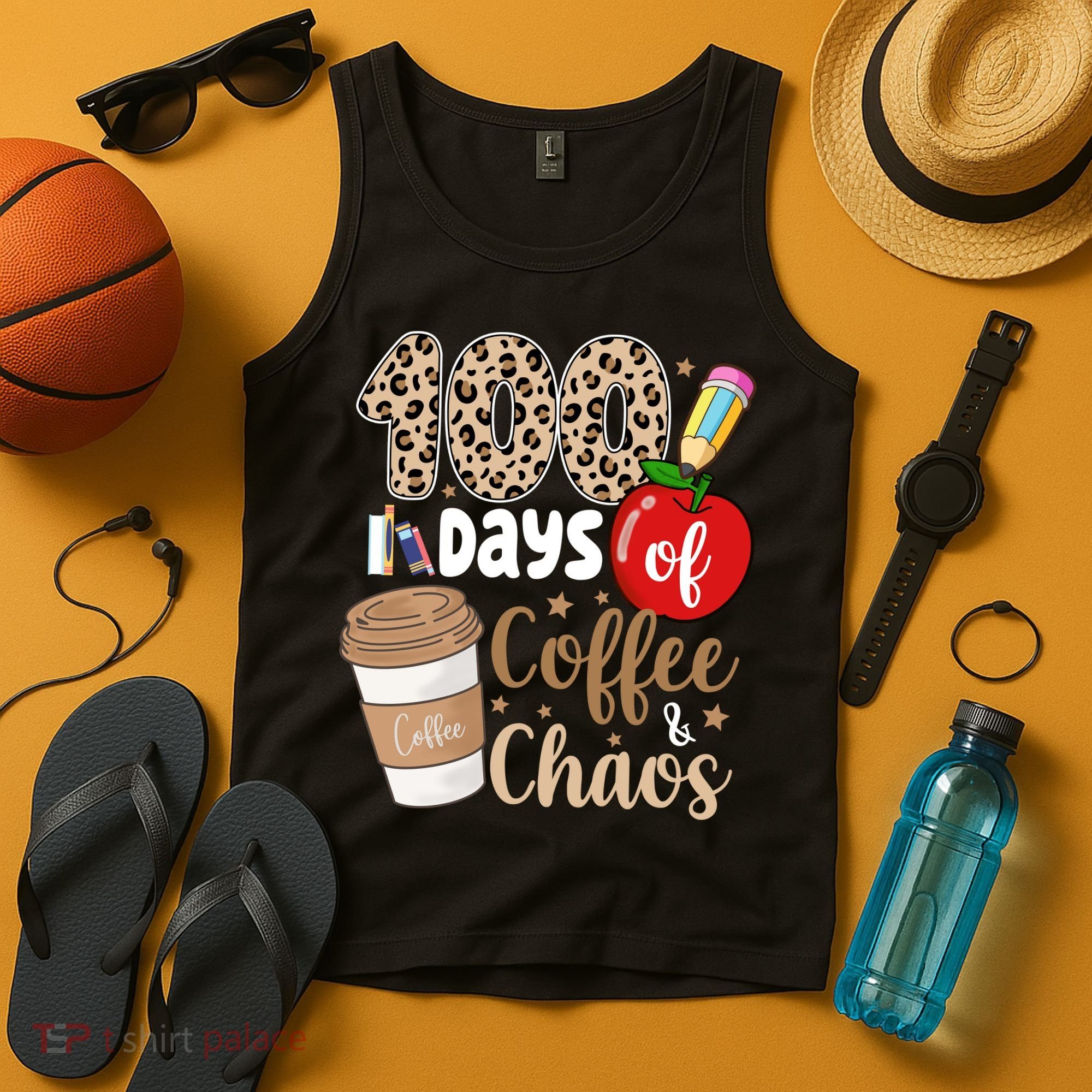 100 Days Of Coffee And Chaos Teacher Tank Top