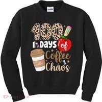 100 Days Of Coffee And Chaos Teacher Kids Sweatshirt thumb 0