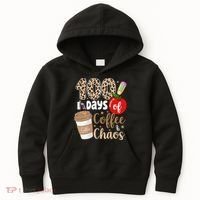 100 Days Of Coffee And Chaos Teacher Kids Hoodie thumb 0