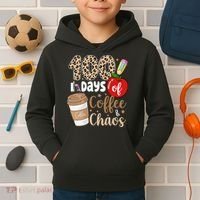 100 Days Of Coffee And Chaos Teacher Kids Hoodie thumb 2