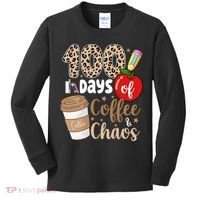 100 Days Of Coffee And Chaos Teacher Kids Long Sleeve Shirt thumb 0