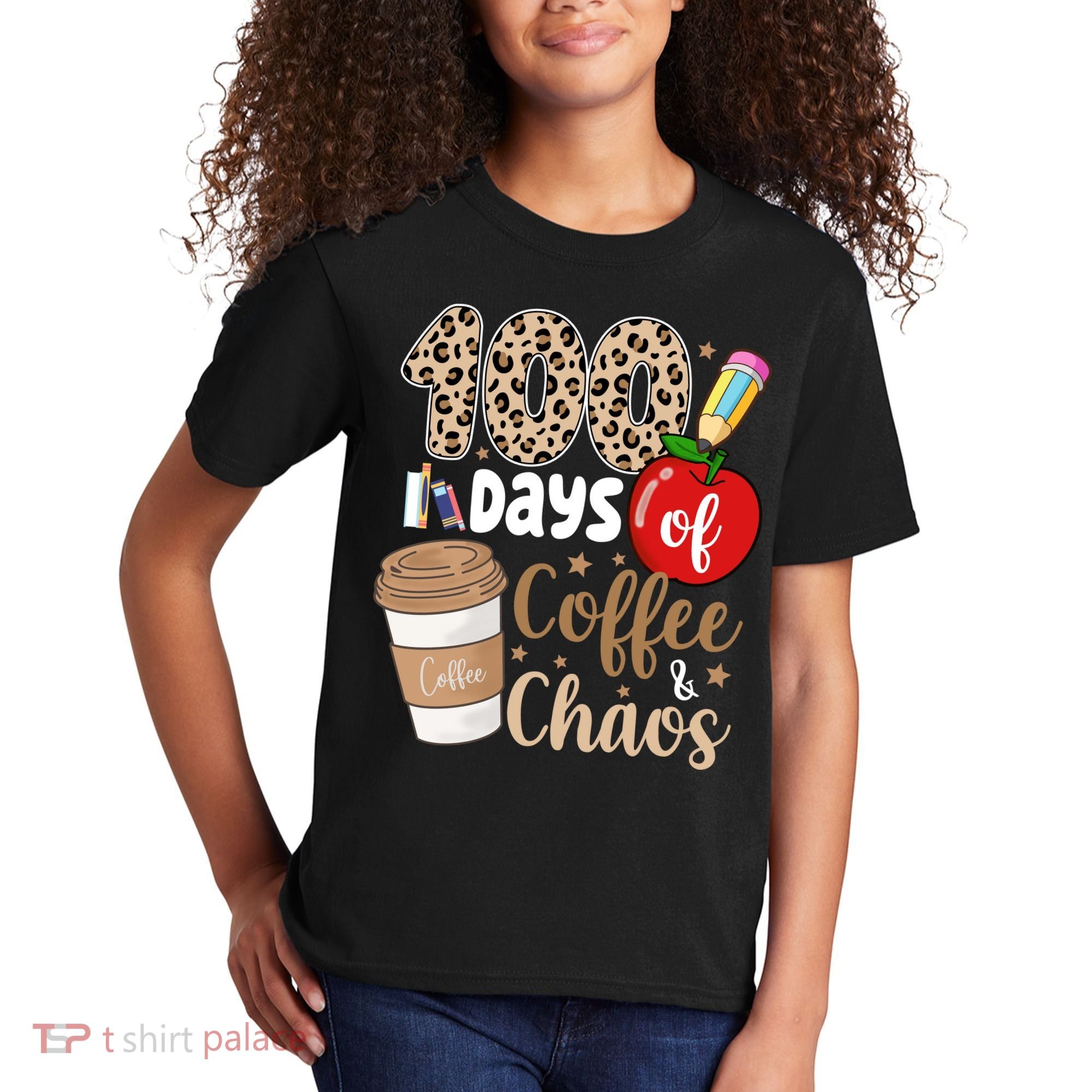 100 Days Of Coffee And Chaos Teacher Kids T-Shirt