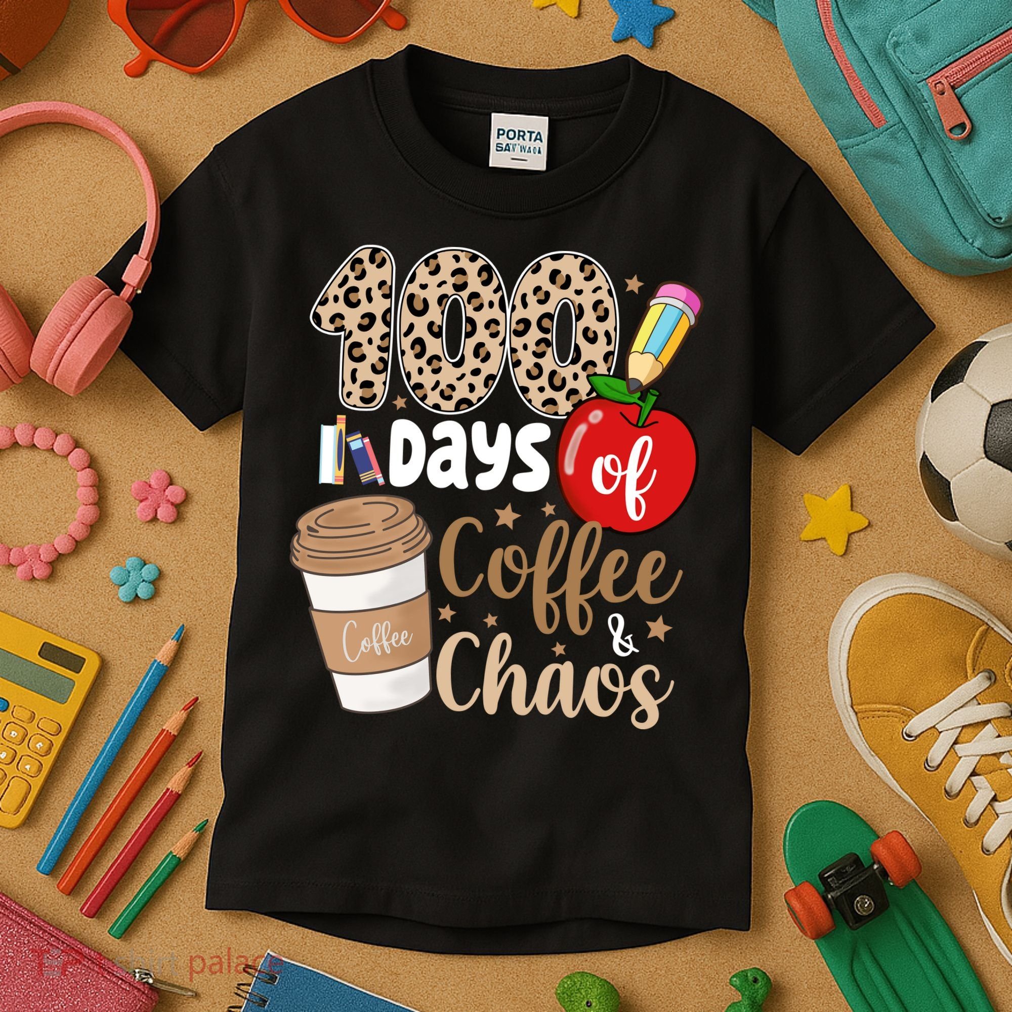 100 Days Of Coffee And Chaos Teacher Kids T-Shirt