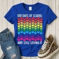 100 Days Of School And Still Loving It Heart Happy 100th Day Gift Women's T-Shirt thumb 3