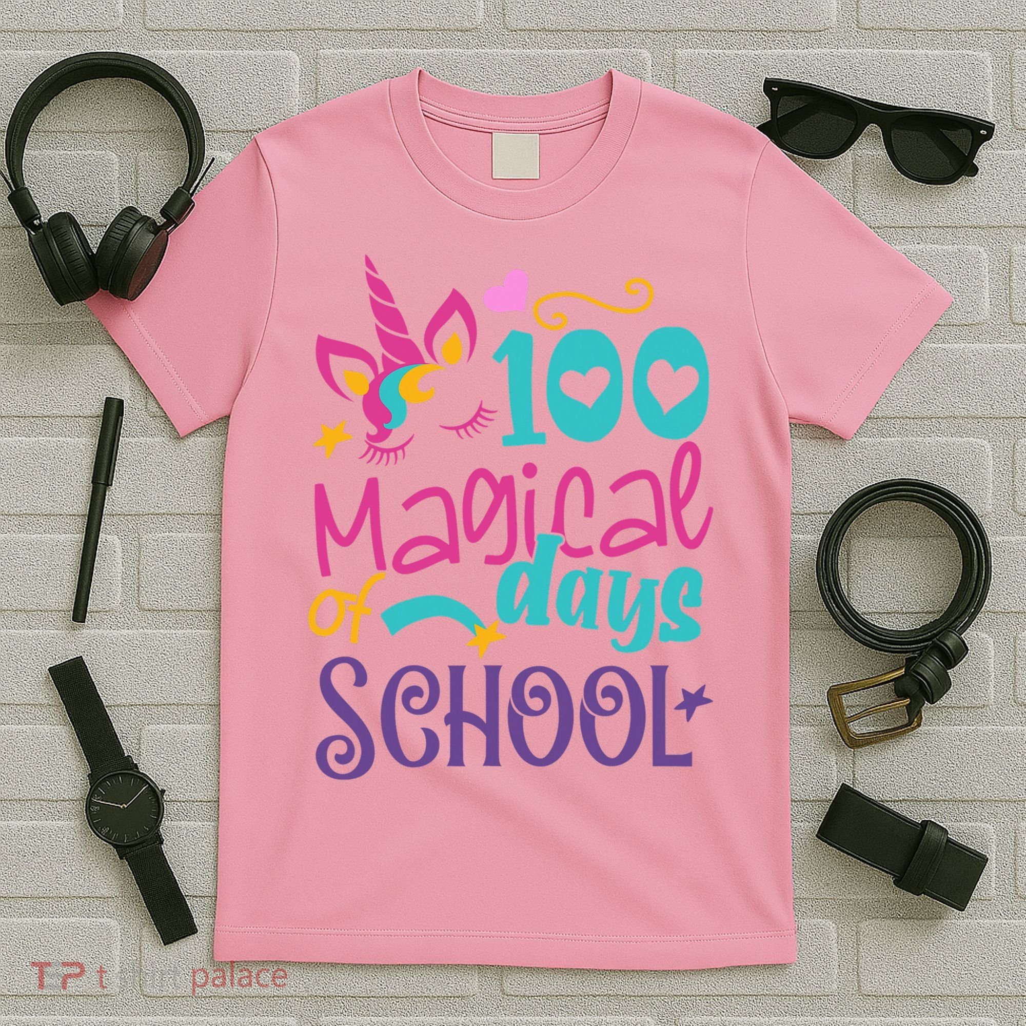 100th Day Of School Unicorn 100 Magical Days Teacher Girls T-Shirt