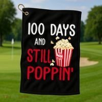 100 Days Of School And Still Poppin Golf Towel thumb 1