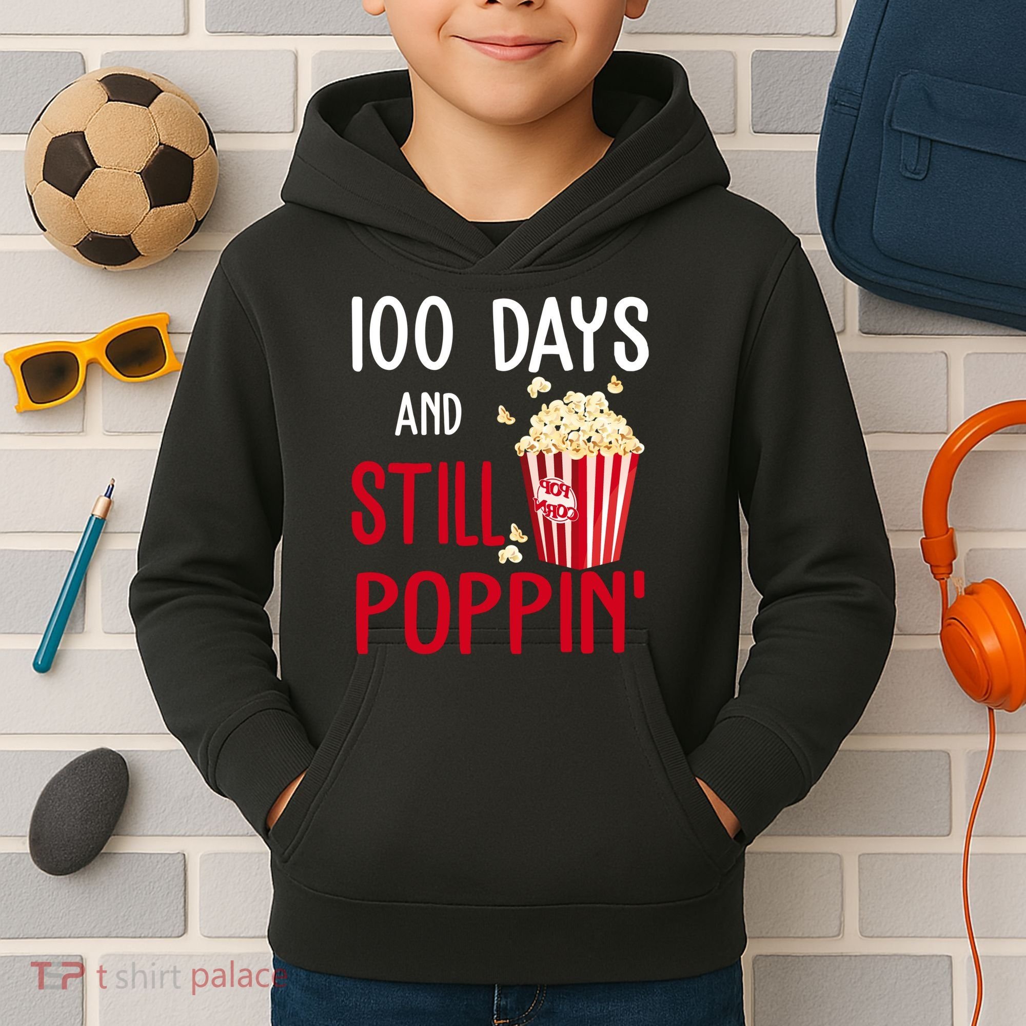 100 Days Of School And Still Poppin Kids Hoodie