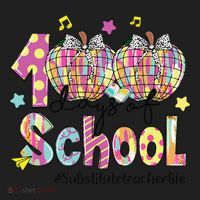 100 Days Of School Brushstroke Disco Substitute Teacher Life Women's Sweatshirt thumb 2
