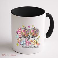 100 Days Of School Brushstroke Disco Substitute Teacher Life Coffee Mug thumb 1