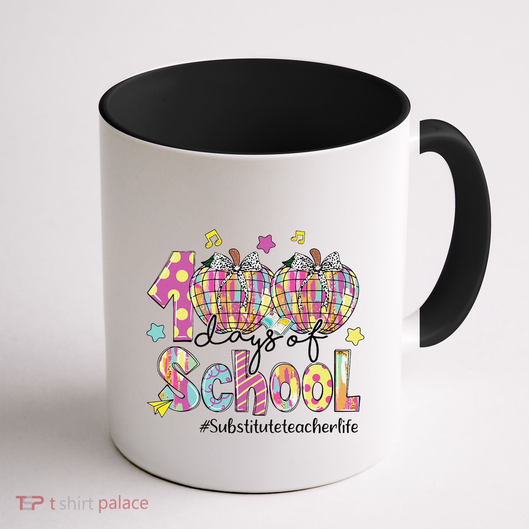 100 Days Of School Brushstroke Disco Substitute Teacher Life Coffee Mug