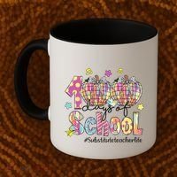 100 Days Of School Brushstroke Disco Substitute Teacher Life Coffee Mug thumb 2
