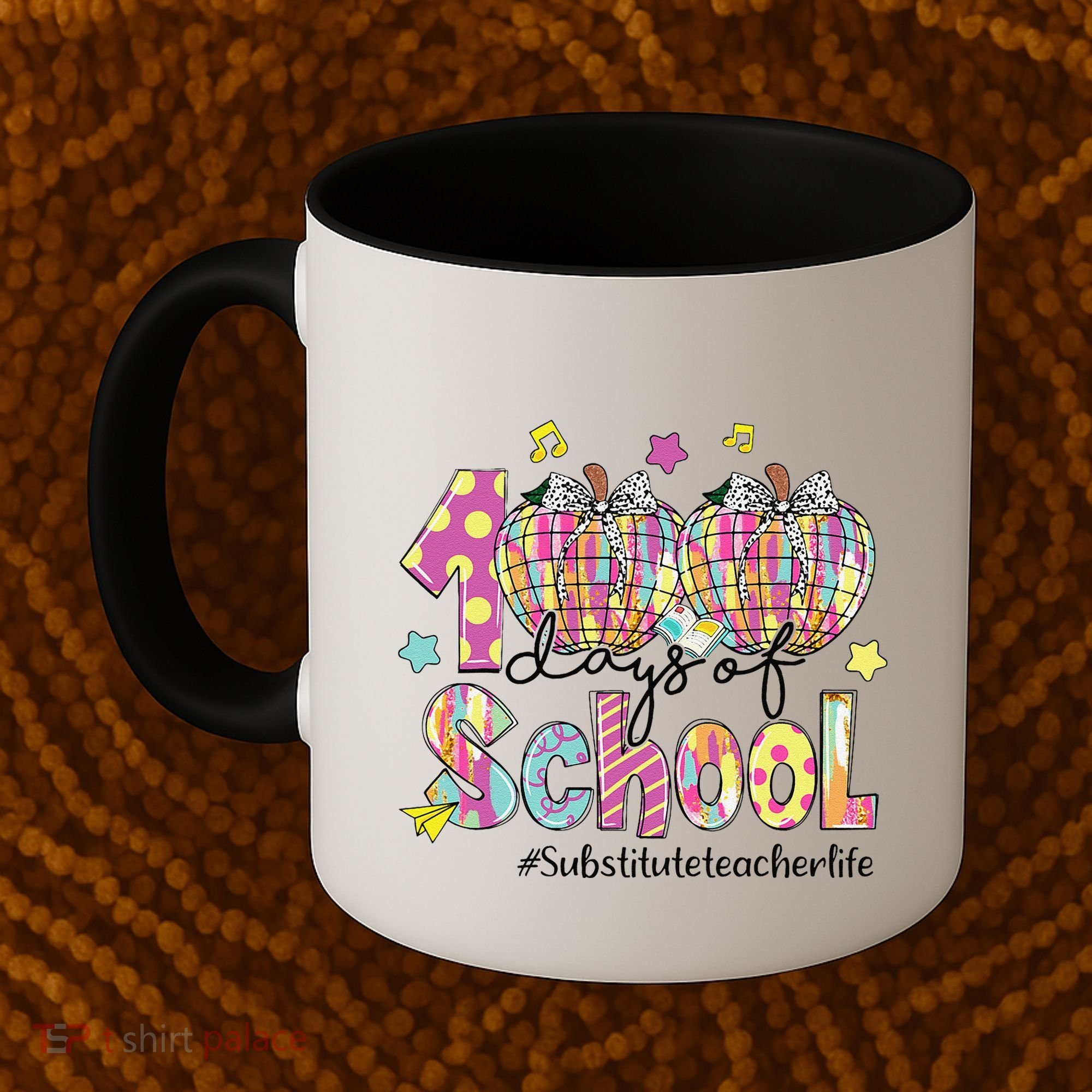 100 Days Of School Brushstroke Disco Substitute Teacher Life Coffee Mug