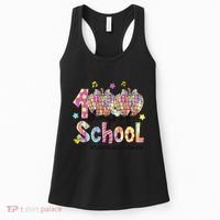 100 Days Of School Brushstroke Disco Substitute Teacher Life Women's Tank Top thumb 0