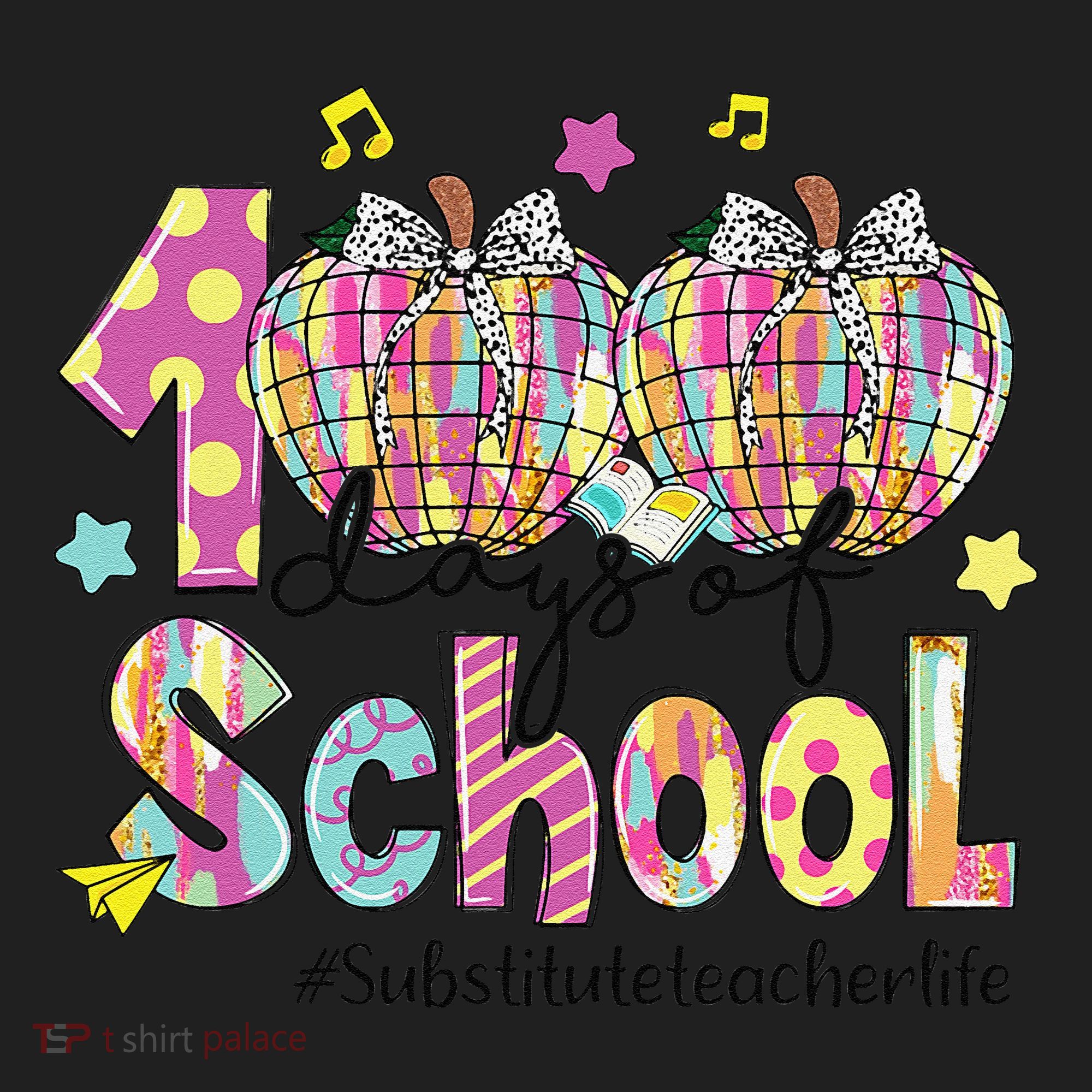 100 Days Of School Brushstroke Disco Substitute Teacher Life Hat