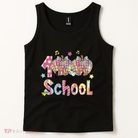 100 Days Of School Brushstroke Disco Substitute Teacher Life Tank Top thumb 2