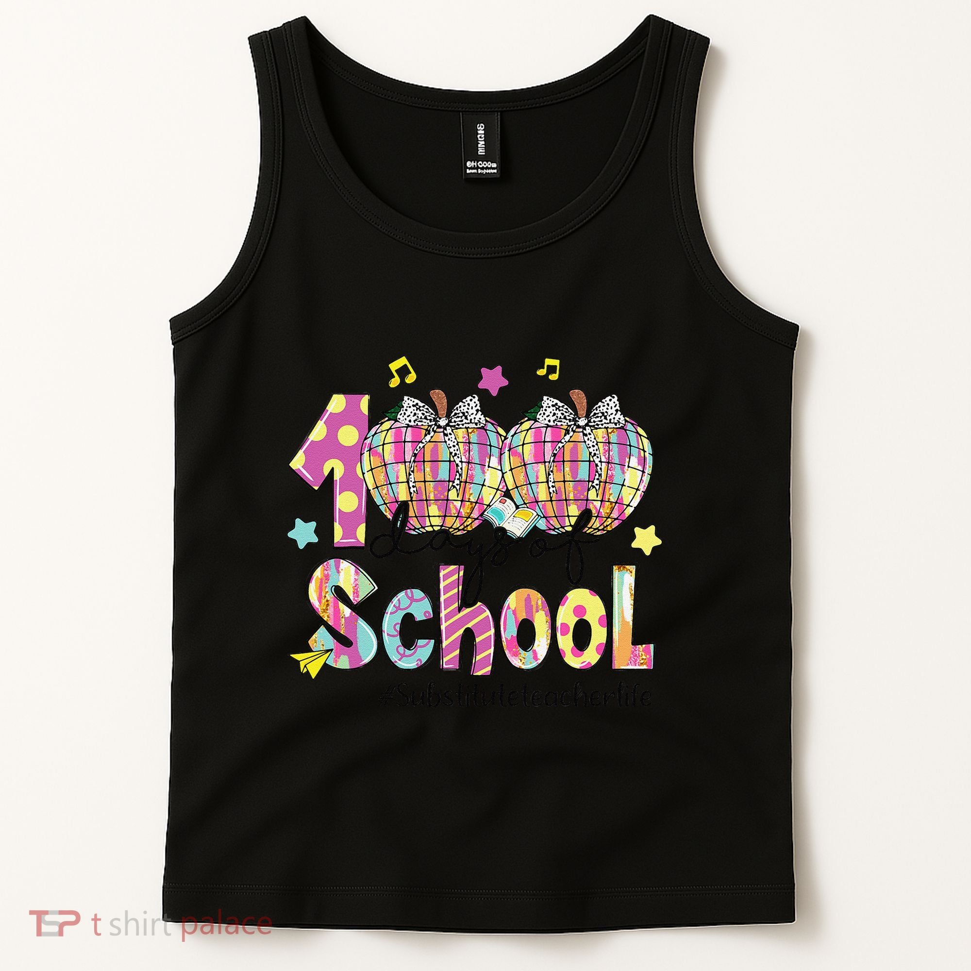 100 Days Of School Brushstroke Disco Substitute Teacher Life Tank Top