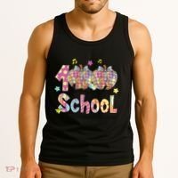 100 Days Of School Brushstroke Disco Substitute Teacher Life Tank Top thumb 3