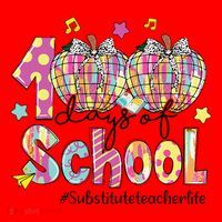 100 Days Of School Brushstroke Disco Substitute Teacher Life Santa Hat thumb 1