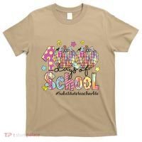 100 Days Of School Brushstroke Disco Substitute Teacher Life T-Shirt thumb 0