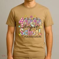100 Days Of School Brushstroke Disco Substitute Teacher Life T-Shirt thumb 3