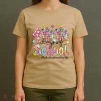 100 Days Of School Brushstroke Disco Substitute Teacher Life T-Shirt thumb 4