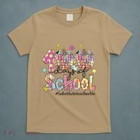 100 Days Of School Brushstroke Disco Substitute Teacher Life T-Shirt thumb 5