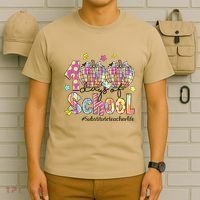 100 Days Of School Brushstroke Disco Substitute Teacher Life T-Shirt thumb 6