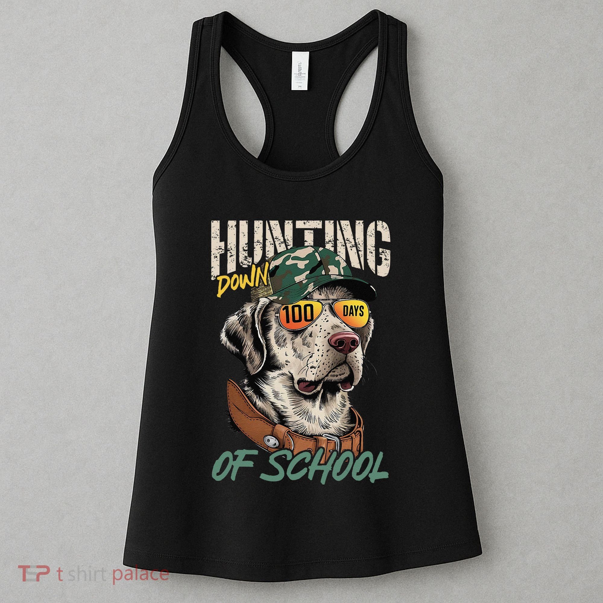 100 Days Of School Dog Hunting Deer Hunting 100th Day Boy Women's Tank Top