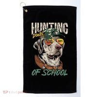 100 Days Of School Dog Hunting Deer Hunting 100th Day Boy Golf Towel thumb 0