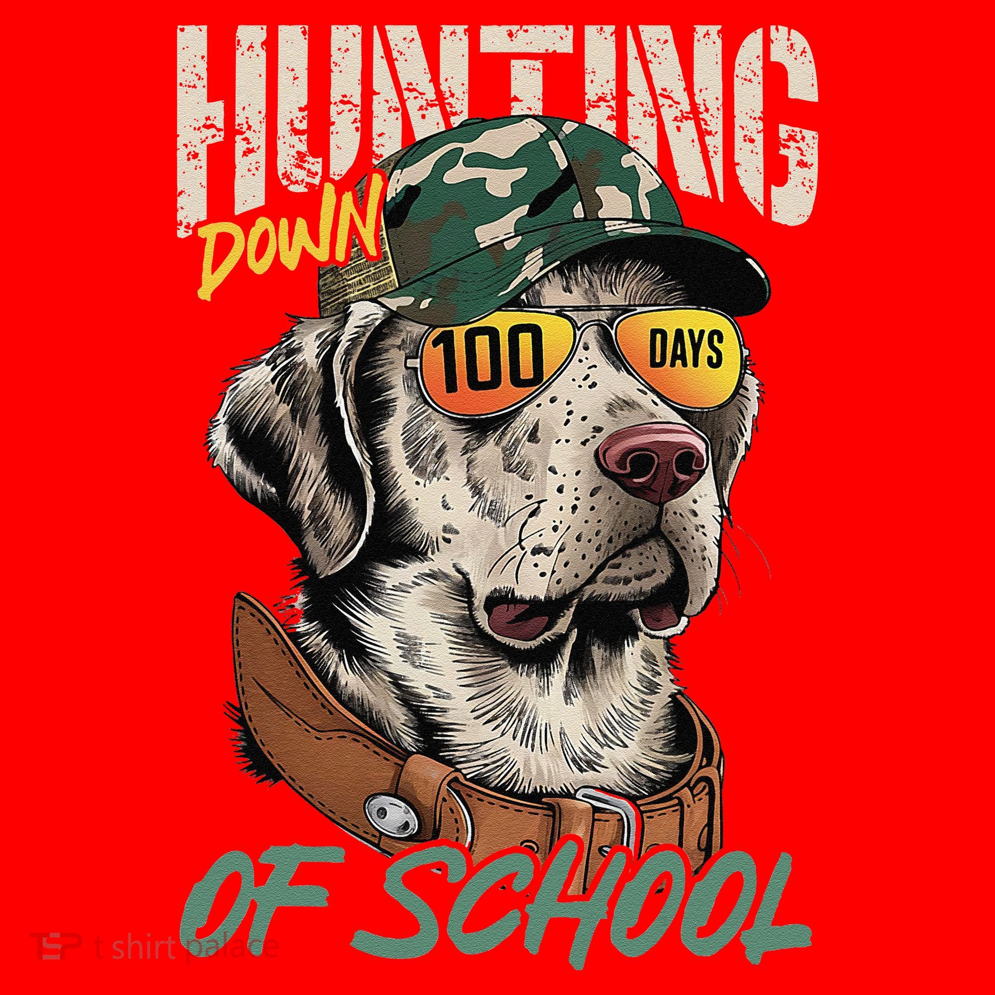 100 Days Of School Dog Hunting Deer Hunting 100th Day Boy Santa Hat