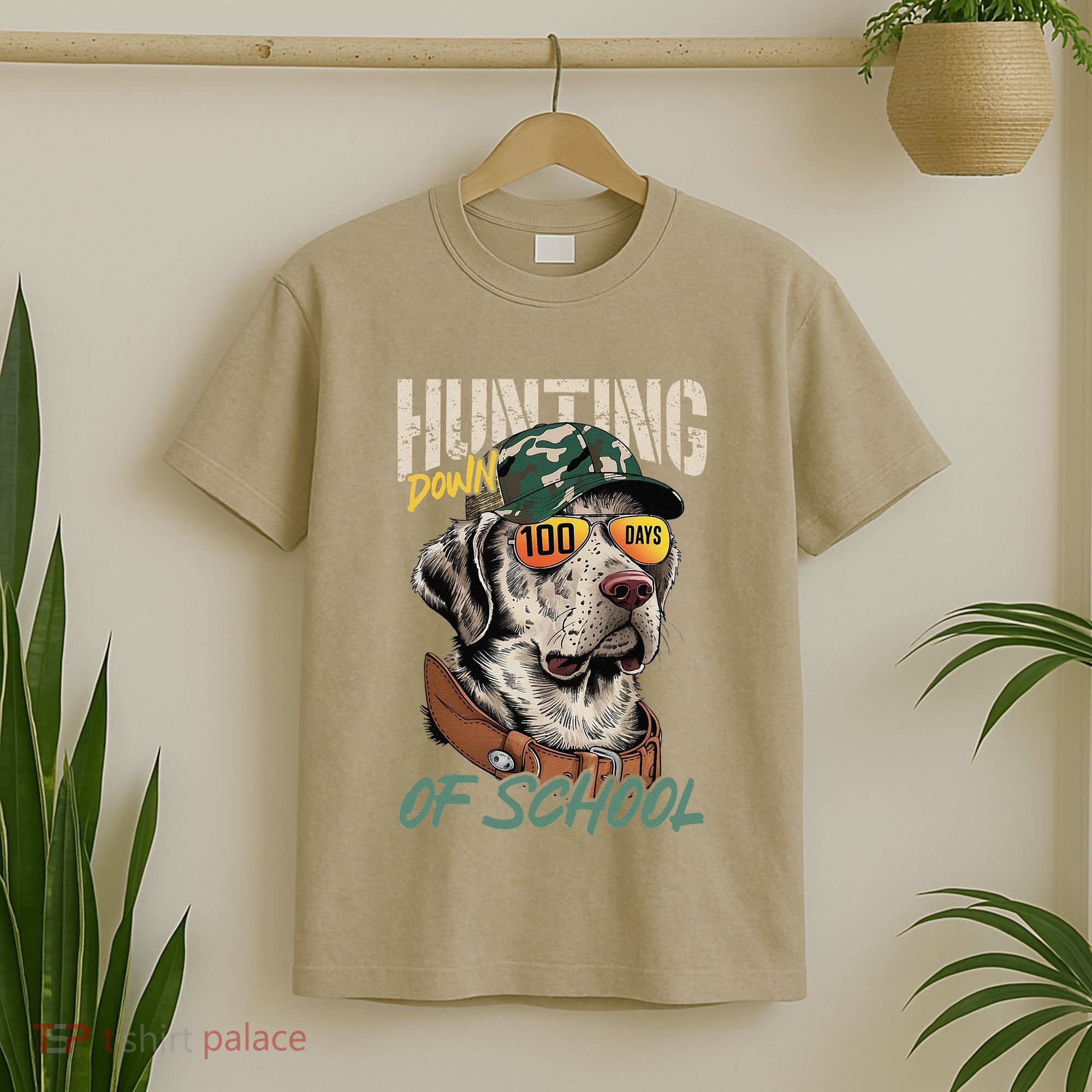 100 Days Of School Dog Hunting Deer Hunting 100th Day Boy T-Shirt