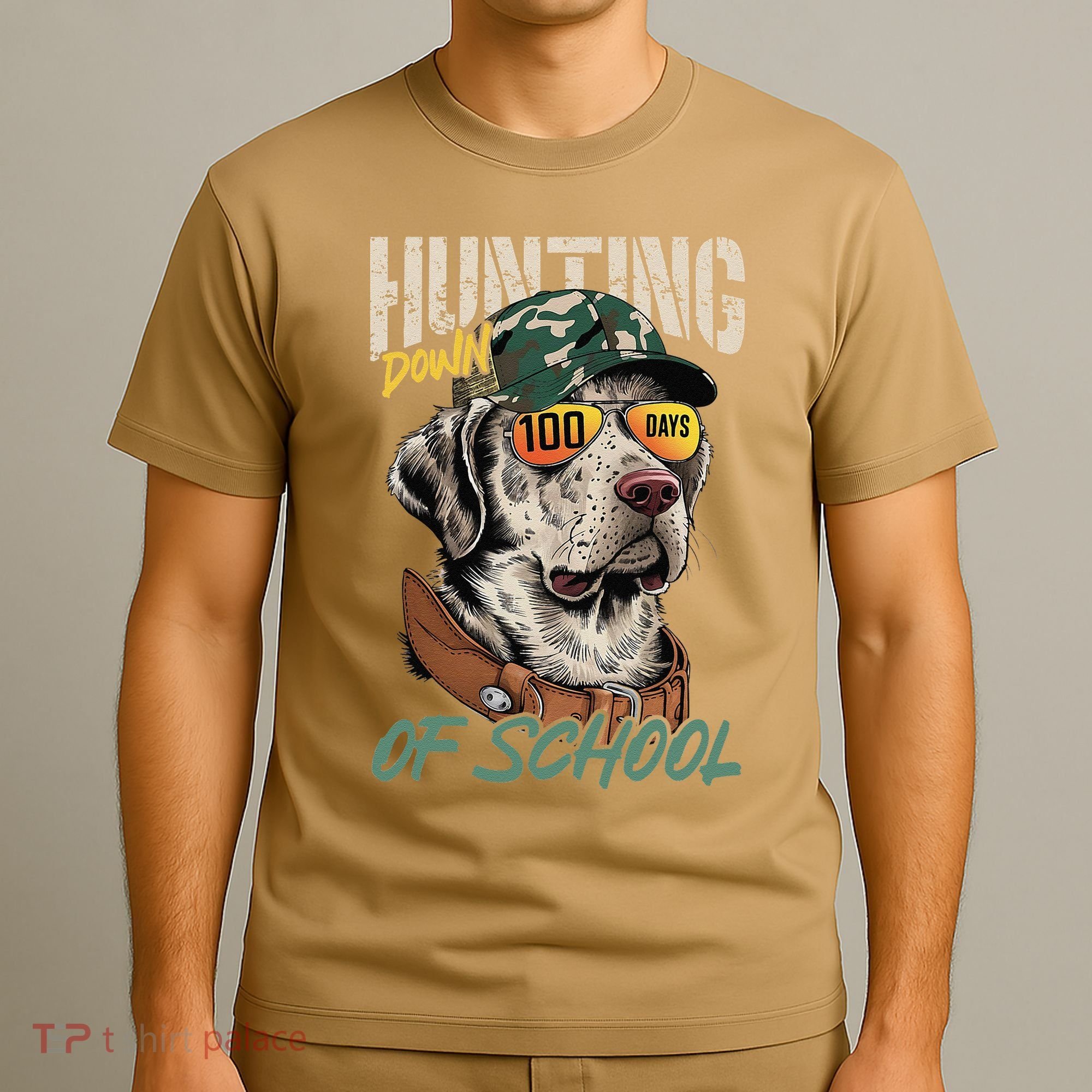 100 Days Of School Dog Hunting Deer Hunting 100th Day Boy T-Shirt